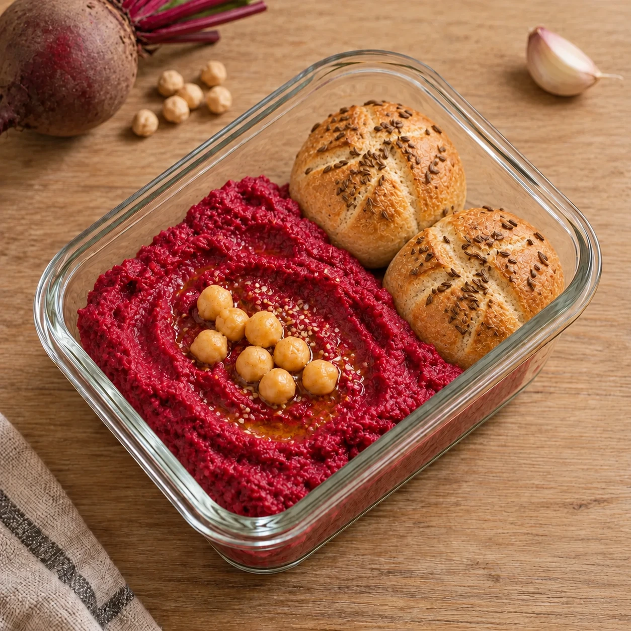 Řepový hummus s pečivem