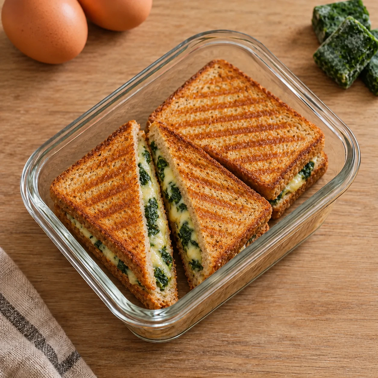 Zapečený sýrový toast se špenátem
